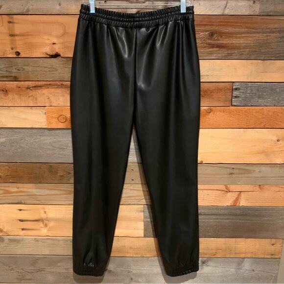 STUDIO Badgley Mischka Faux Leather Drawstring Jogger Pants Black Size M - Picture 10 of 13